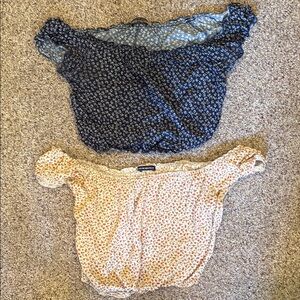 Brandy Melville Blue and Cream Floral Tops